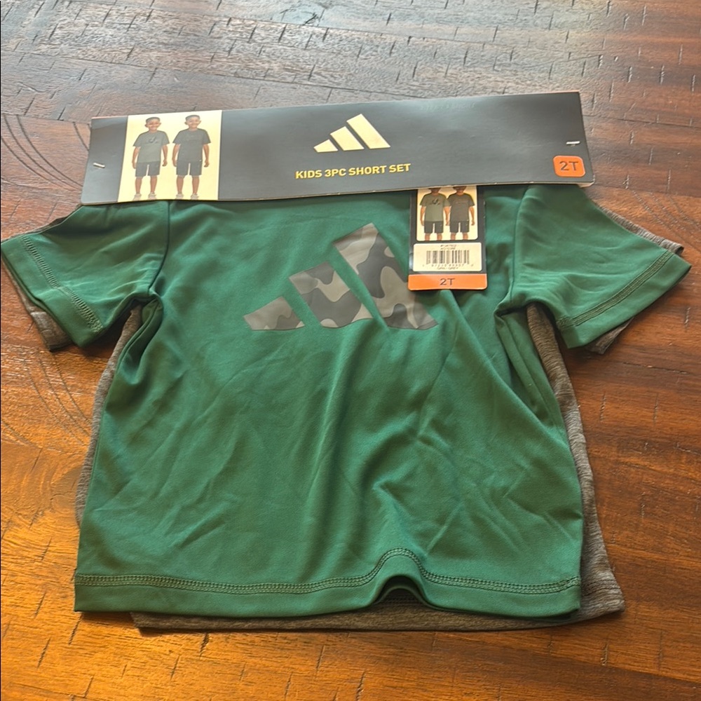 NWT Adidas Green and Gray Short Sleeve Tees